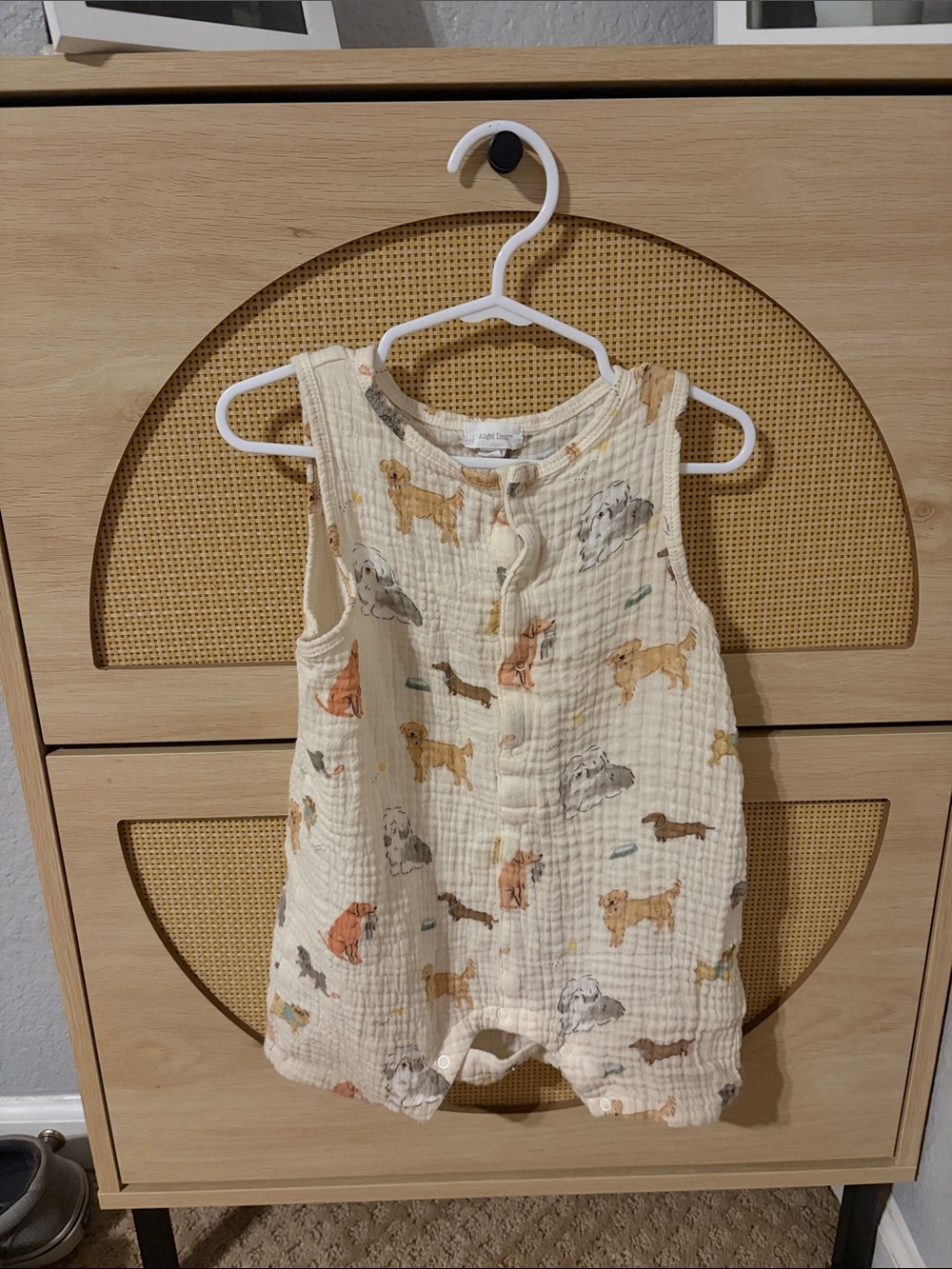 Angel Dear Baby Sleeveless Muslin Romper with Puppy Print